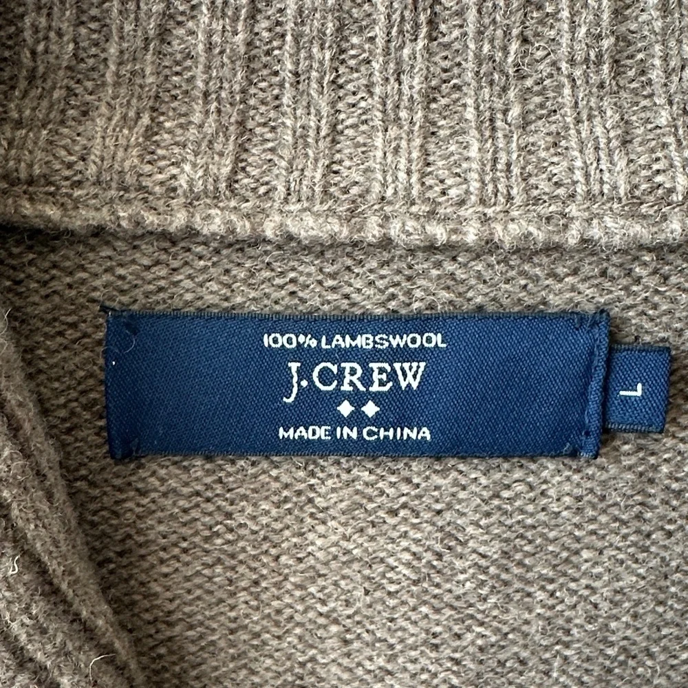 J. Crew 100% Lambswool Men's Shawl Collar Henley Sweater in Light Brown